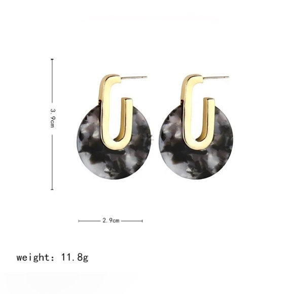 ACETATE TORTOISESHELL ACRYLIC HOOP DROP EARRINGS - Picture 4 of 4